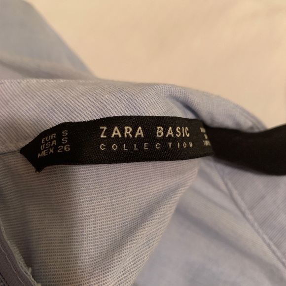 Zara ruffle sleeve high neck dress chambray - Picture 4 of 8